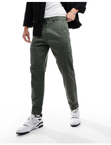 Calvin Klein - Modern - Pantaloni cargo affusolati in twill grigio scuro-Verde