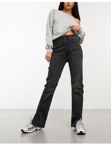Waven - Ida - Jeans a vita alta con spacco sul fondo lavaggio scuro sporco-Grigio