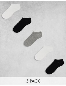 ASOS DESIGN - Confezione da 5 paia di calzini sportivi multicolore