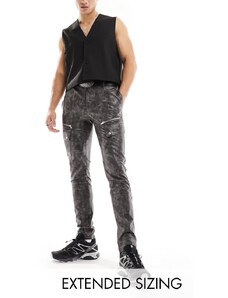 ASOS DESIGN - Pantaloni skinny in pelle sintetica grigio slavato con zip