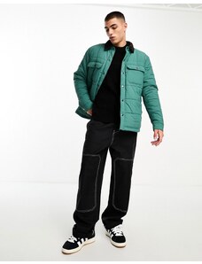 Cotton On - Workwear - Piumino con colletto in velluto a coste a contrasto-Verde