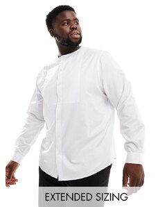 ASOS DESIGN - Camicia elegante senza colletto con pettorina bianca-Bianco