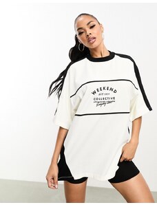ASOS Weekend Collective - Top sportivo in jersey color crema-Bianco