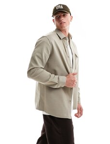 ASOS DESIGN - Camicia giacca squadrata testurizzata elasticizzata color avena-Neutro