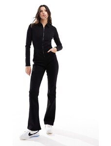 Bershka - Tuta jumpsuit di jeans nera con zip sul davanti-Nero