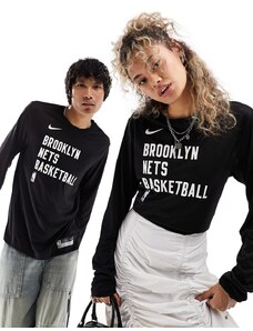 Nike Basketball - NBA Brooklyn Nets - Felpa unisex nera con stampa-Nero