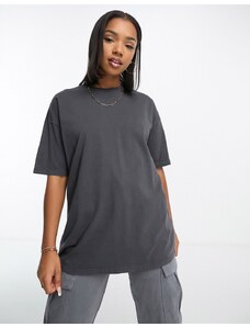 Miss Selfridge - T-shirt oversize antracite lavaggio acido-Grigio