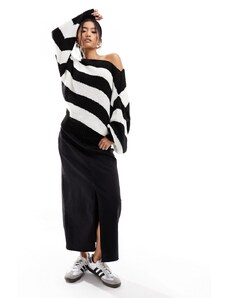 Miss Selfridge ASOS DESIGN - Maglione oversize nero e bianco a righe in maglia soffice-Multicolore