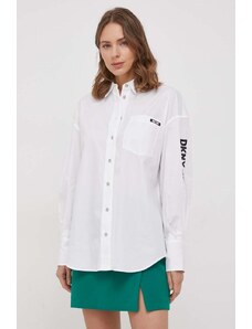 Dkny camicia in cotone donna colore bianco