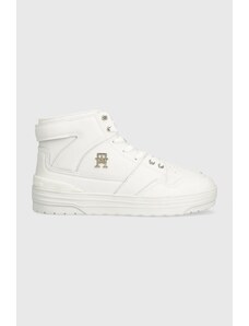 Tommy Hilfiger sneakers in pelle TH BASKET SNEAKER HI colore bianco FW0FW07757