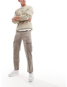New Look - Pantaloni cargo marrone chiaro con cuciture a contrasto