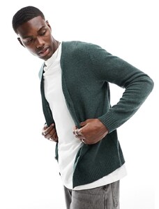 ASOS DESIGN - Cardigan in maglia verde in lana d'agnello