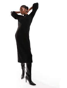 Vero Moda Aware - Vestito midi stile maglione nero con dettaglio sulle maniche