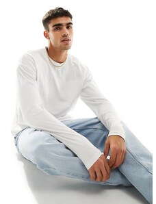 New Look - Maglietta a maniche lunghe bianca tinta unita-Bianco
