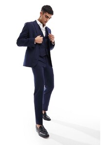 ASOS DESIGN - Pantaloni da abito slim da abito blu navy gessato