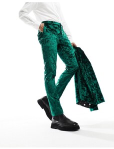 Twisted Tailor - Buteer - Pantaloni da abito verdi in velluto riccio-Verde