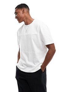 ASOS DESIGN - T-shirt pesante bianca a pannelli-Bianco