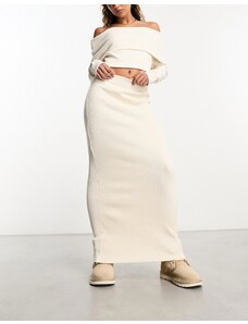 Fashionkilla - Gonna lunga in maglia color crema-Bianco