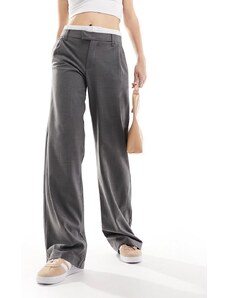 Pull&Bear - Pantaloni sartoriali con fascia in vita stile boxer color grigio antracite
