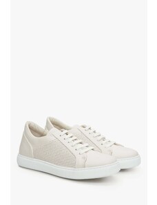 Women's Beige Low-Top Sneakers with Perforation for Summer Estro ER00112846