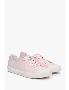 ES8 Women's Pale Pink Low-Top Genuine Leather Sneakers Estro ER00112701