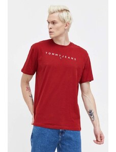 Tommy Jeans t-shirt in cotone uomo colore granata con applicazione