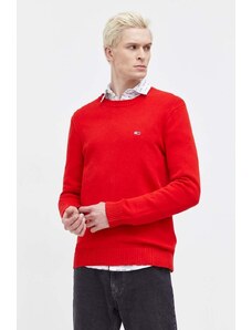 Tommy Jeans maglione in cotone colore rosso