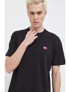 Tommy Jeans t-shirt in cotone uomo colore nero con applicazione