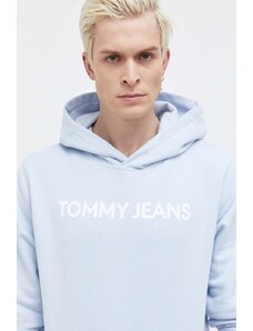 Tommy Jeans felpa in cotone uomo colore blu con cappuccio