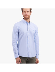 Brooks Brothers Camicia blu Slim Fit non-iron in cotone elasticizzato con collo button-down - male Camicie sportive Blu M
