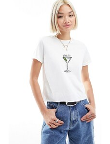 ASOS DESIGN - T-shirt mini bianca con stampa Happy Hour-Bianco