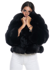 Leather Trend Letizia - Giacca Donna Nero in vera pelliccia