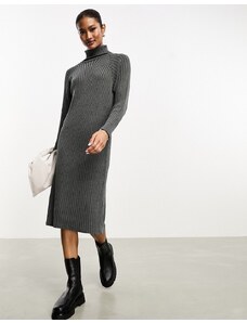 Y.A.S - Vestito midi stile maglione con collo alto grigio a coste