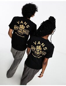 Vans - Checkerboard Society - T-shirt a maniche corte nera con stampa sul retro-Nero