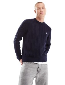 Abercrombie & Fitch - Icon - Maglione blu navy in lana merino con logo