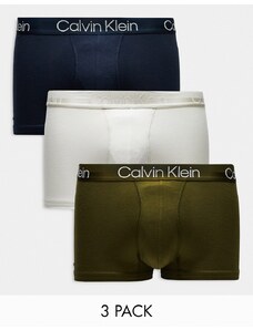 Calvin Klein - Confezione da 3 boxer aderenti, colore blu navy, grigio e kaki-Multicolore