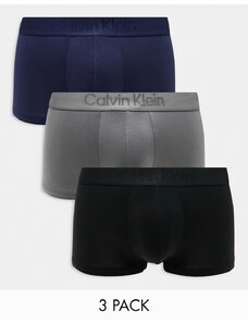 Calvin Klein - CK Black - Confezione da 3 boxer aderenti a vita bassa blu navy, antracite e neri-Multicolore