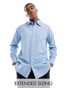 ASOS DESIGN - Camicia comoda blu e bianca a righe con colletto oversize
