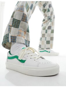 Vans - Sk8-Low - Sneakers in pelle bianche con dettagli verdi-Bianco