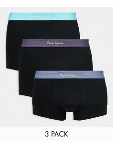 Paul Smith - Confezione da 3 boxer aderenti neri con elastico in vita colorato-Nero