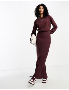 ASOS DESIGN - Vestito lungo accollato a maniche lunghe color cioccolato stile blusa-Marrone