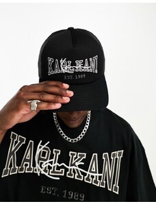Karl Kani - Cappellino trucker nero con logo stile college