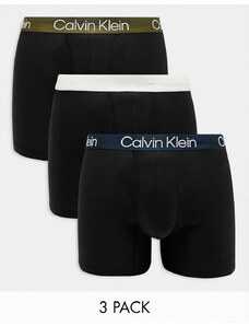 Calvin Klein - Confezione da 3 boxer neri con fascia in vita colorata-Nero