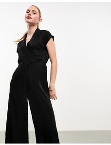 Vero Moda - Tuta jumpsuit nera a maniche corte con scollo a V-Nero