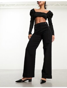 Vero Moda - Kayla - Jeans a fondo ampio neri con bottoni-Nero