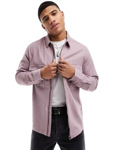 ASOS DESIGN - Camicia giacca color malva in twill con zip-Viola