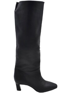 Stivali donna nero Corina linea basic al ginocchio liscio con tacco mini a spillo 3 cm e punta quadrata aderente moda