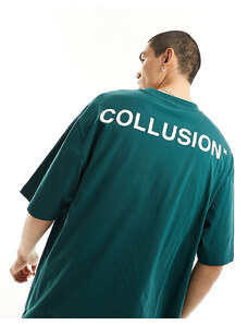 COLLUSION - T-shirt verde con logo stampato