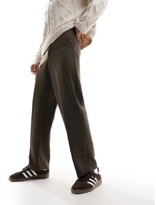 ASOS DESIGN - Pantaloni eleganti a fondo ampio in misto lana-Marrone