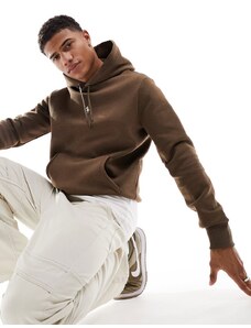 Polo Ralph Lauren - Felpa con cappuccio e logo centrale in maglia doppia marrone mélange